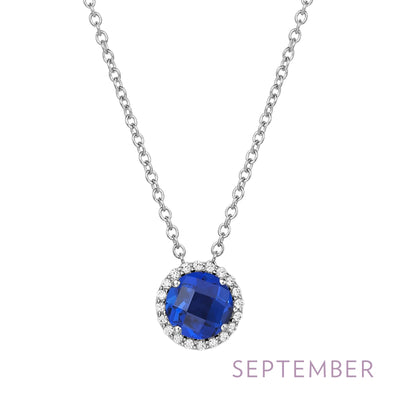 Lafonn Birthstone Round September Sapphire Necklace BN001SAP18