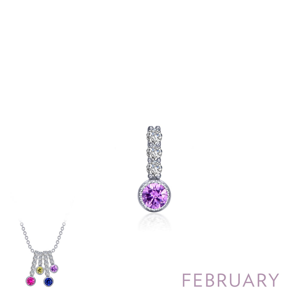 Lafonn Birthstone Round February Amethyst Necklace BP002AMP00