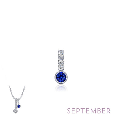 Lafonn Birthstone Round September Sapphire Necklace BP002SAP00