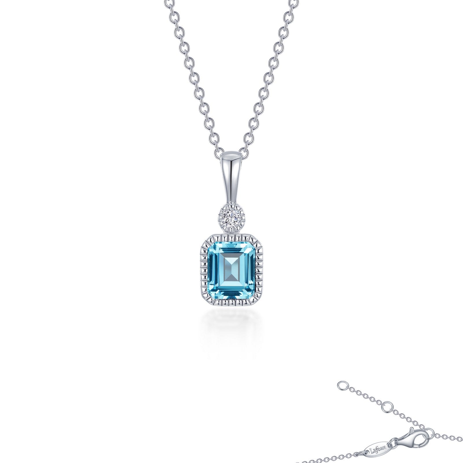 Lafonn Birthstone Emerald March Aquamarine Necklace BP009AQP20