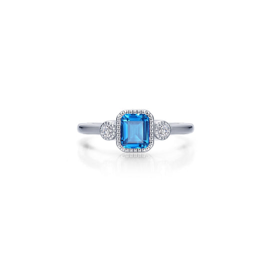 Lafonn Birthstone Emerald December Blue Topaz Ring BR006BTP05