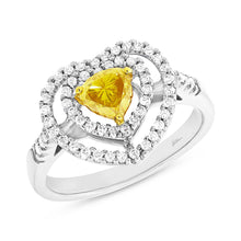 0.45CT-CTR 0.31CT-SIDE NATURAL ORANGE DIAMOND HEART ENGAGEMENT RING