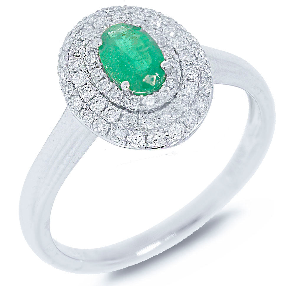 0.36CT DIAMOND & 0.37CT EMERALD RING