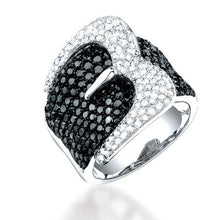 3.05CT BLACK & WHITE DIAMOND BELT RING SZ 5.5