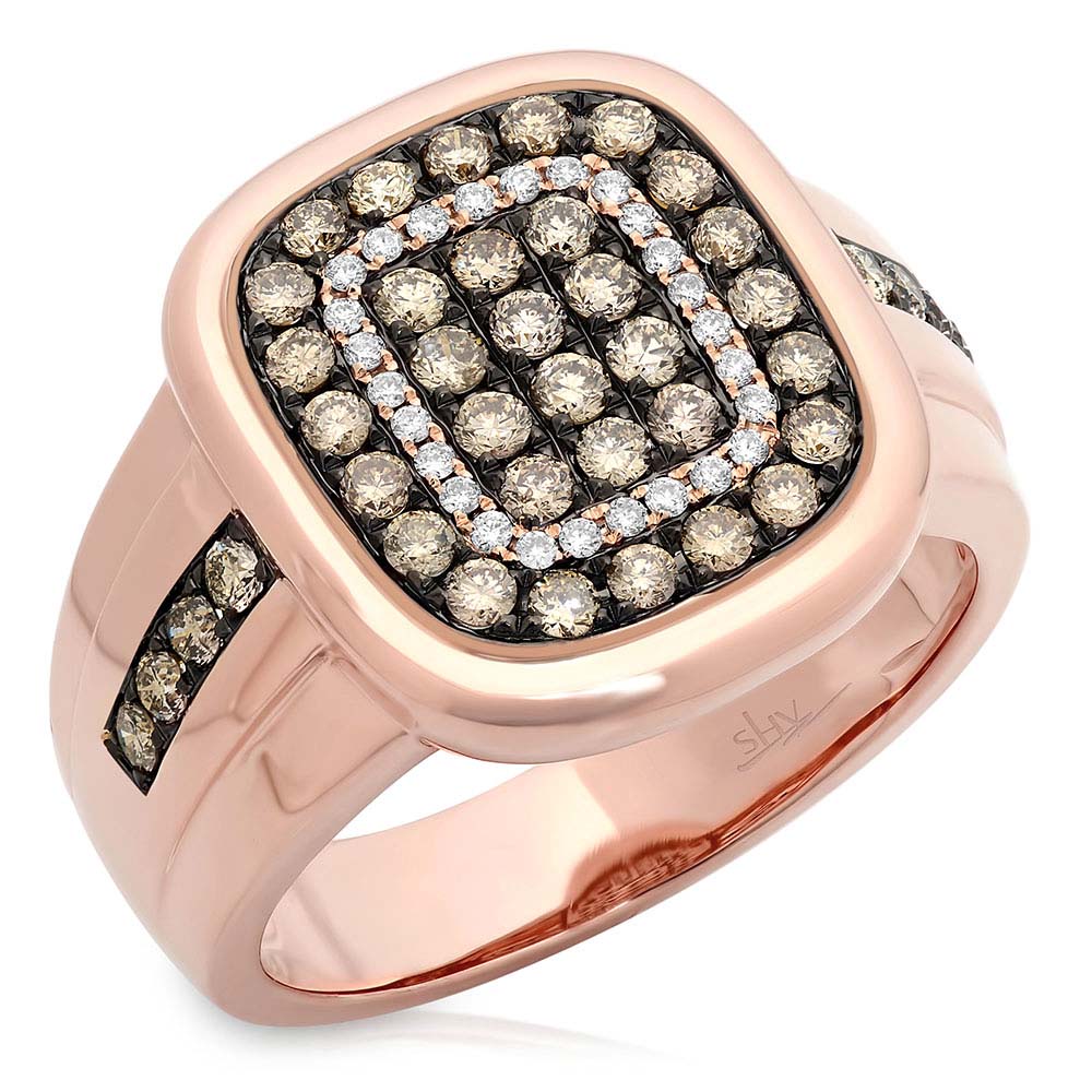 1.17CT WHITE & CHAMPAGNE DIAMOND MEN'S RING