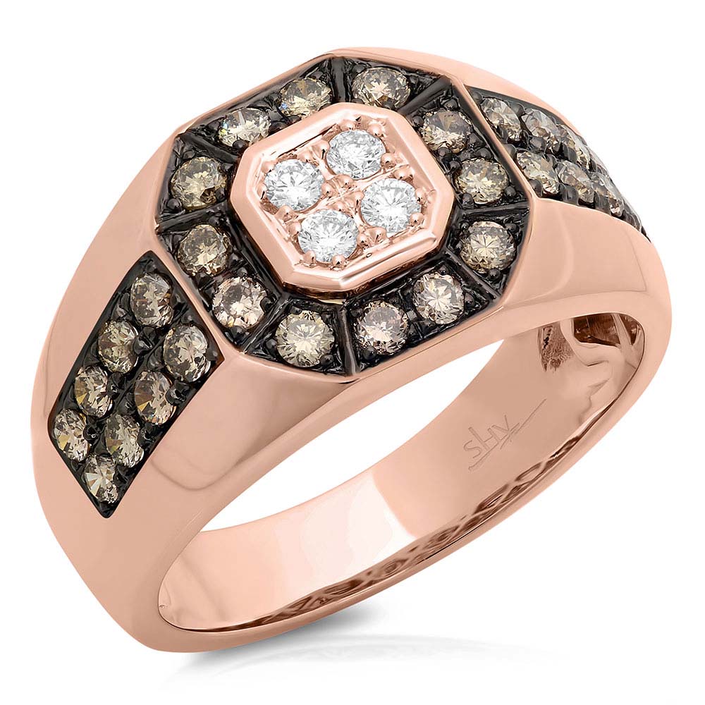 1.18CT WHITE & CHAMPAGNE DIAMOND MEN'S RING