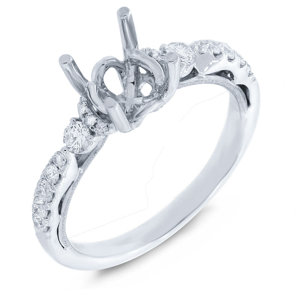 0.34CT DIAMOND SEMI-MOUNT RING FOR 1.00CT-CTR