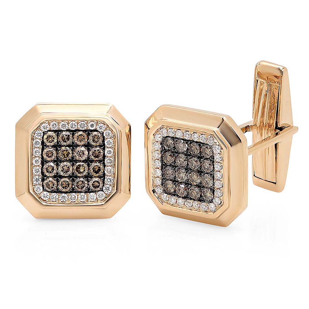 1.08CT WHITE & CHAMPAGNE DIAMOND CUFF LINKS
