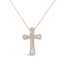 1.24CT DIAMOND BAGUETTE CROSS NECKLACE