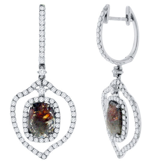 4.45CT WHITE & ROUGH DIAMOND EARRING