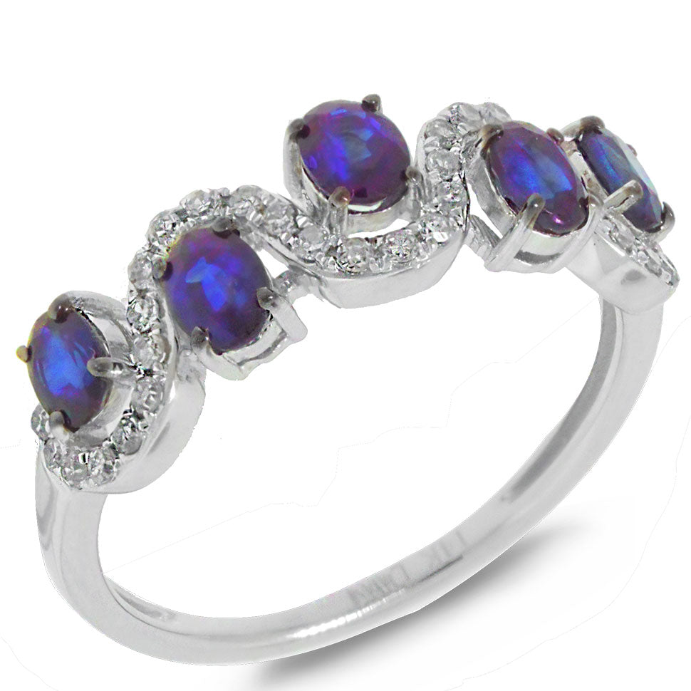 Shy Creation 0.20Ct Diamond & 1.21Ct Blue Sapphire Ring COR47003561