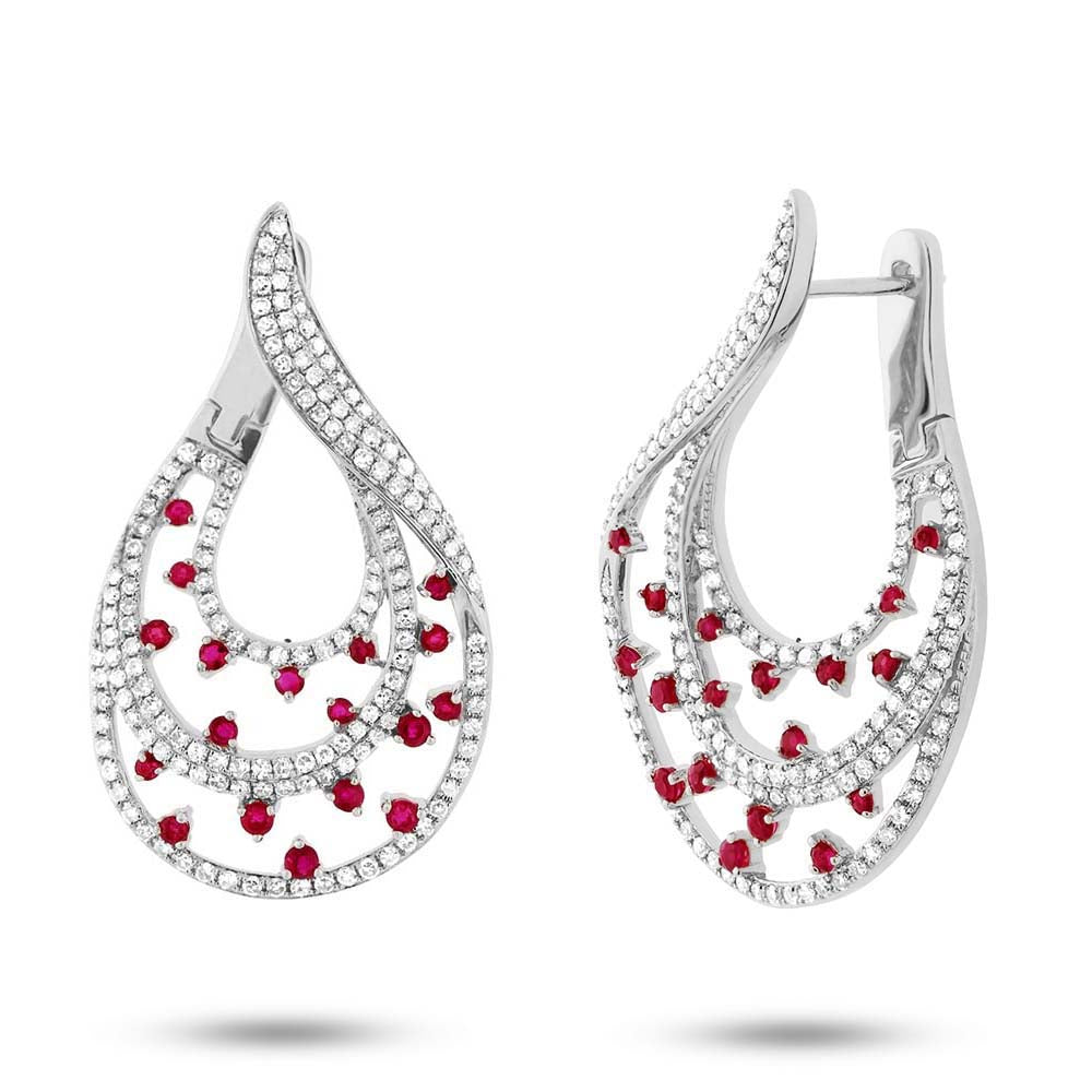 1.49CT DIAMOND & 0.93CT RUBY EARRING