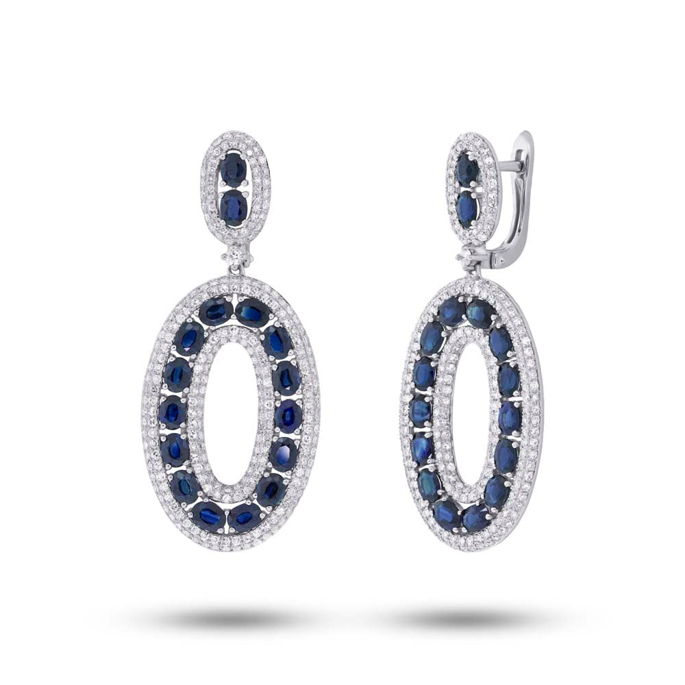 2.96CT DIAMOND & 8.00CT BLUE SAPPHIRE EARRING