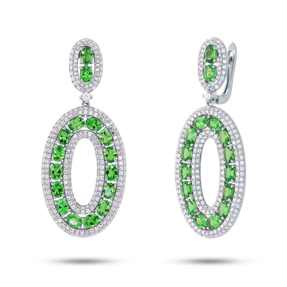 2.96CT DIAMOND & 6.23CT GREEN GARNET EARRING