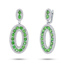 2.96CT DIAMOND & 6.23CT GREEN GARNET EARRING