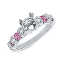 0.36CT DIAMOND & 0.61CT PINK SAPPHIRE SEMI-MOUNT RING