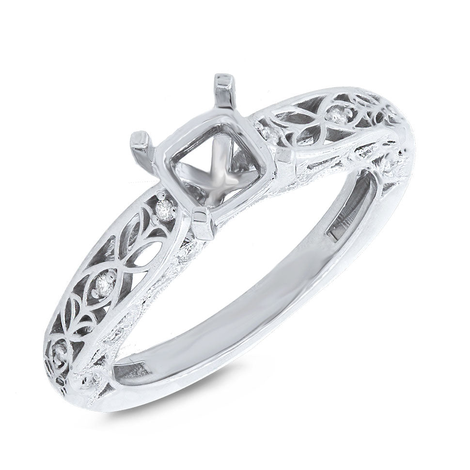 Shy Creation 0.11Ct Diamond Semi-Mount Ring For 5X5Mm -Ctr COR54004529