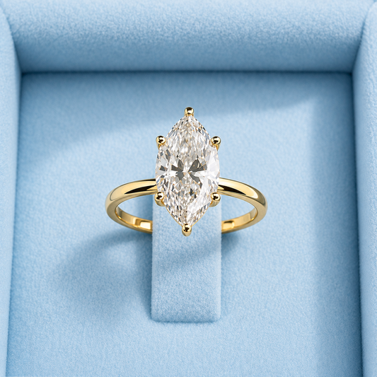 One-of-One 2.66 CTW Marquise Lab-Grown Diamond Ring — 14K Yellow Gold