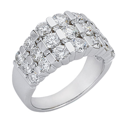 ELIE AZZI 2.94 ctw. BAR SET DOME WHITE GOLD RING D3017-3WG