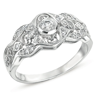 ELIE AZZI 0.24 ctw. ANTIQUE WHITE GOLD RING D3331WG