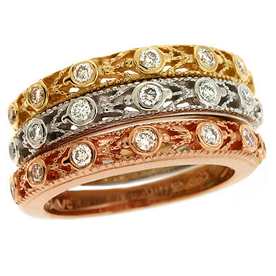 ELIE AZZI 0.44 ctw. ROSE & YELLOW & WHITE GOLD FASHION RING D3409