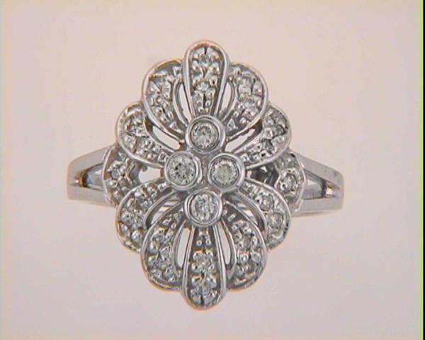 ELIE AZZI 0.24 ctw. ANTIQUE WHITE GOLD RING D3420WG