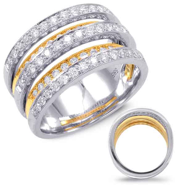 ELIE AZZI 1.09 ctw. YELLOW & WHITE GOLD DIAMOND FASHION RING D3578YW