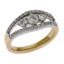 ELIE AZZI 0.81 ctw. YELLOW & WHITE GOLD THREE STONE RING D3923YW