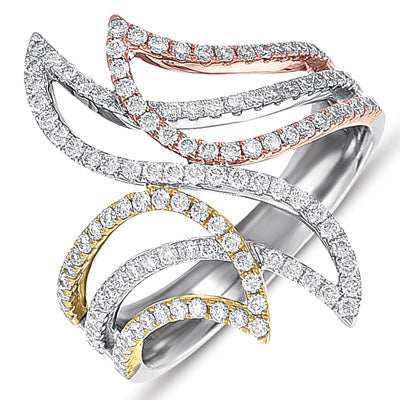ELIE AZZI 0.64 ctw. TRI COLOR M. PAVE RING D3924RYW