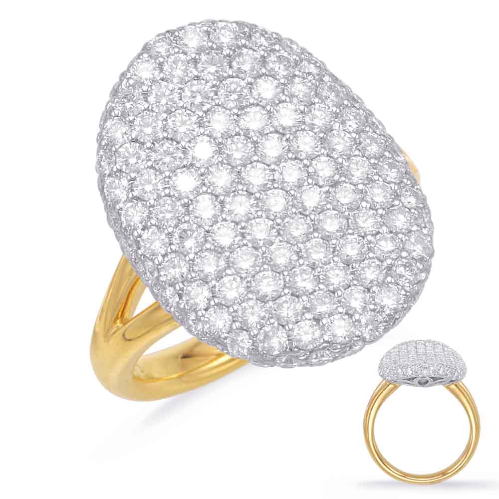 ELIE AZZI 2.08 ctw. YELLOW & WHITE GOLD DIAMOND PAVE RING D3936YW