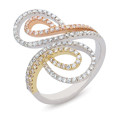 ELIE AZZI 0.70 ctw. TRI COLOR DIAMOND PAVE RING D3946RYW