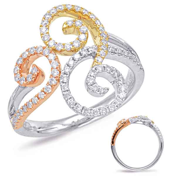 ELIE AZZI 0.44 ctw. TRI GOLD MICO PAVE RING D3996RYW