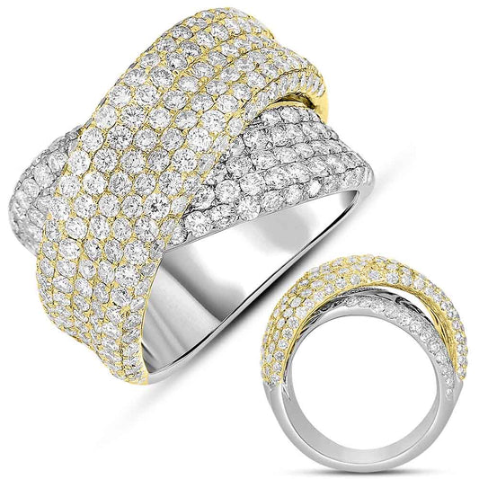 ELIE AZZI 3.47 ctw. YELLOW & WHITE GOLD DIAMOND FASHION RING D4082YW