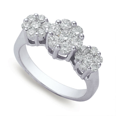 ELIE AZZI 1.19 ctw. WHITE GOLD FLOWER RING D4101WG