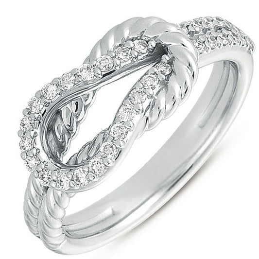 ELIE AZZI 0.28 ctw. WHITE GOLD ROPE LOVE KNOT RING D4154WG