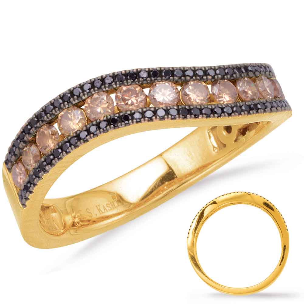 ELIE AZZI 0.85 ctw. YELLOW GOLD & BLACK DIAMOND BAND D4169BLYG