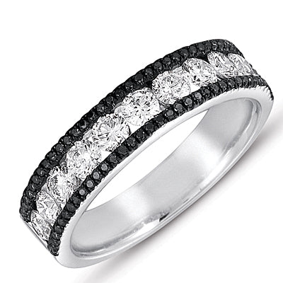 ELIE AZZI 1.13 ctw. WHITE GOLD BLACK & WHITE DIAMOND BAND D4170BLWG