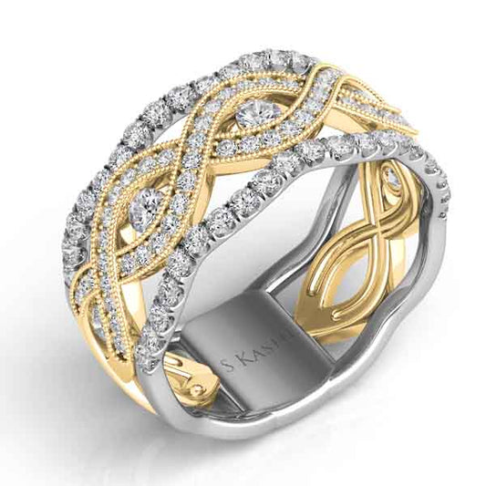 ELIE AZZI 0.83 ctw. YELLOW & WHITE GOLD DIAMOND FASHION RING D4195YW