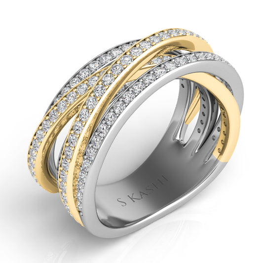 ELIE AZZI 1.11 ctw. YELLOW & WHITE GOLD DIAMOND FASHION RING D4227YW