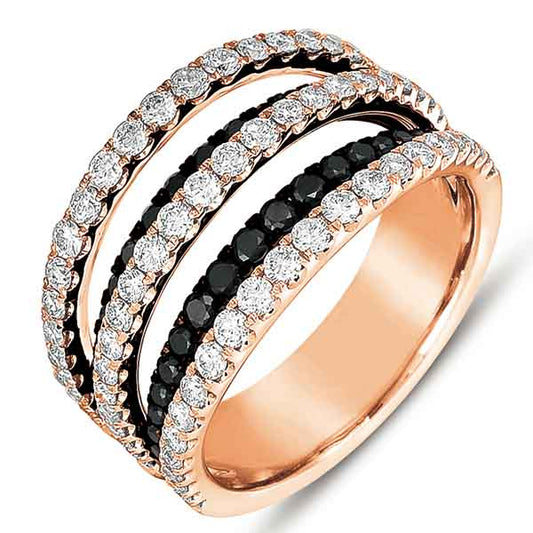 ELIE AZZI 1.64 ctw. ROSE GOLD BLACK & WHITE DIAMOND RING D4231BLRG