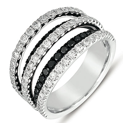 ELIE AZZI 1.64 ctw. WHITE GOLD BLACK & WHITE DIAMOND RING D4231BLWG