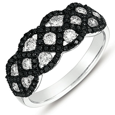 ELIE AZZI 0.89 ctw. WHITE GOLD BLACK & WHITE DIAMOND RING D4233BLWG