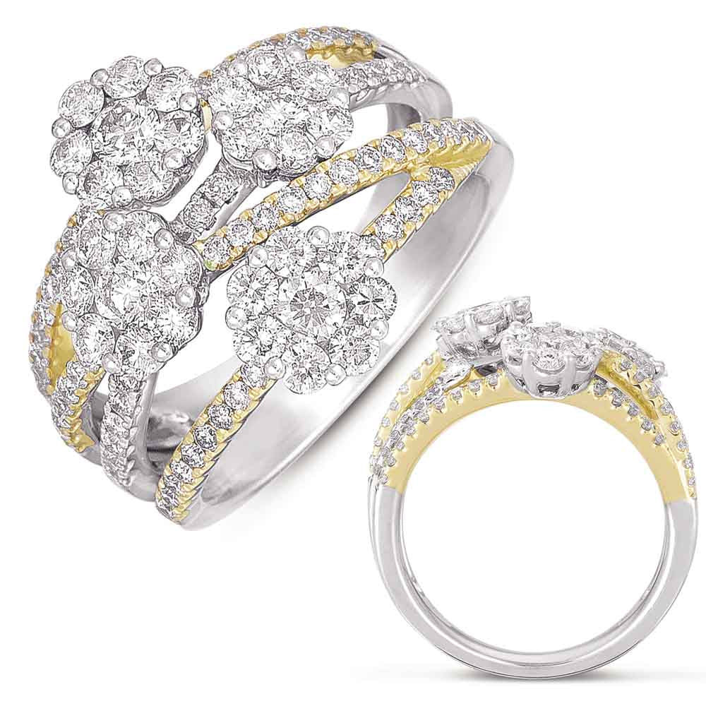 ELIE AZZI 1.84 ctw. WHITE & YELLOW GOLD PAVE RING D4250YW
