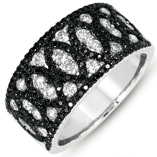 ELIE AZZI 1.32 ctw. WHITE GOLD BLACK & WHITE DIAMOND RING D4273BLWG