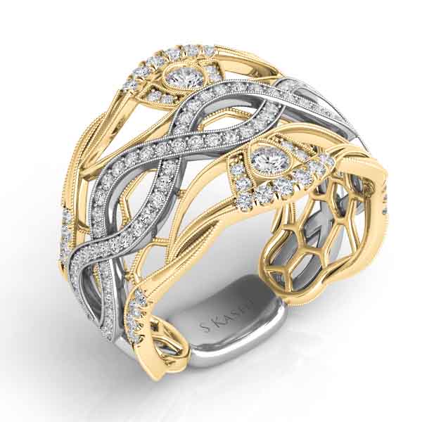 ELIE AZZI 0.77 ctw. YELLOW & WHITE GOLD DIAMOND FASHION RING D4291YW