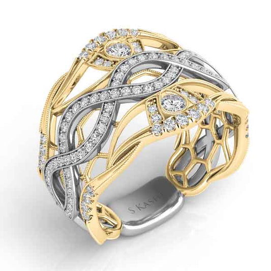 ELIE AZZI 0.77 ctw. YELLOW & WHITE GOLD DIAMOND FASHION RING D4291YW