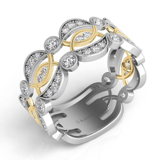 ELIE AZZI 0.68 ctw. YELLOW & WHITE GOLD DIAMOND FASHION RING D4292YW