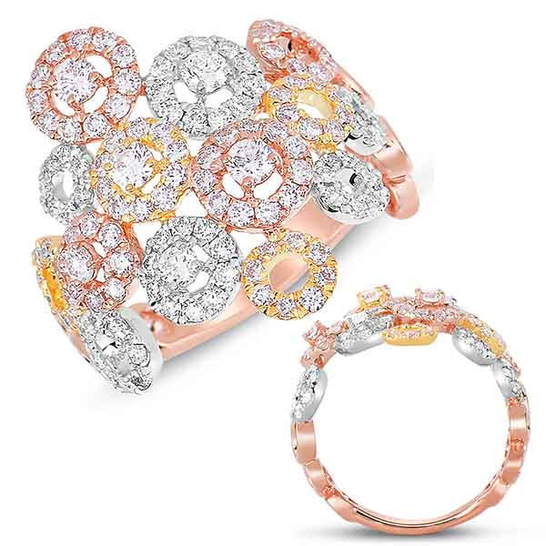 ELIE AZZI 1.70 ctw. ROSE & YELLOW & WHITE FASHION RING D4307WYR