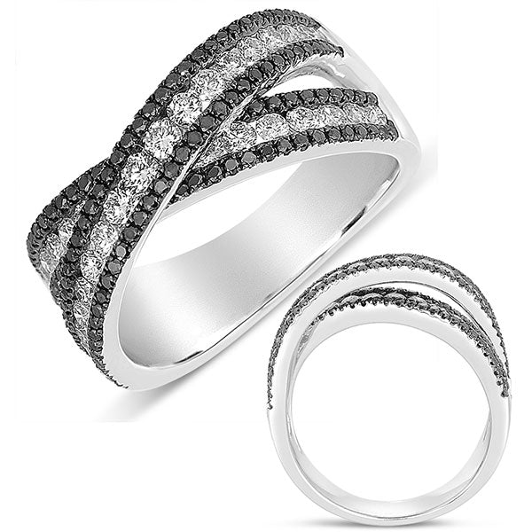 ELIE AZZI 1.35 ctw. WHITE GOLD BLACK & WHITE DIAMOND BAND D4328BLWG