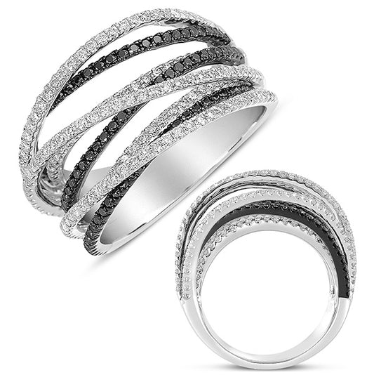 ELIE AZZI 1.56 ctw. WHITE & BLACK DIAMOND PAVE RING D4333BLWG
